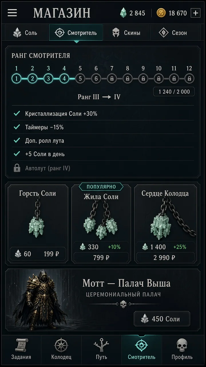 Магазин и Ранг Смотрителя в Hollowdeep