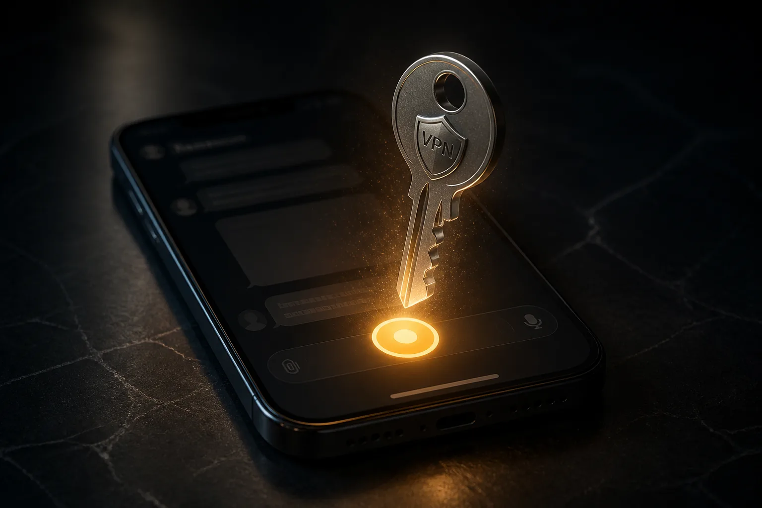 A VPN key arriving from a chat in one tap